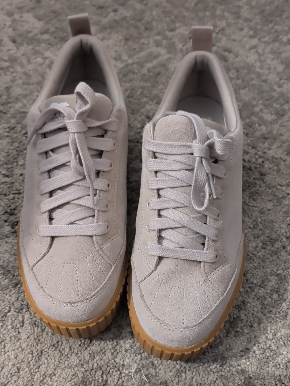 Sorel Women's Light Beige Suede Sneakers with Gum Sole